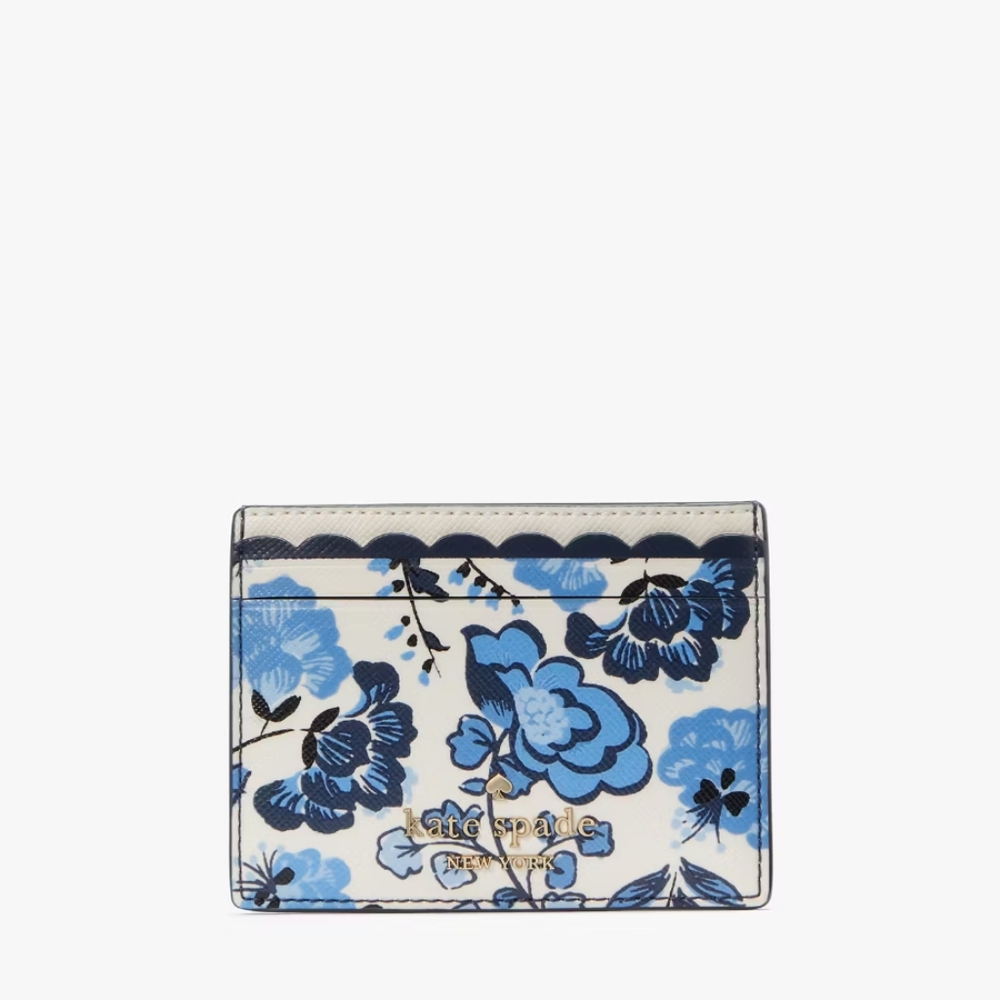 Kate Spade Cream and Blue Floral Card Holder